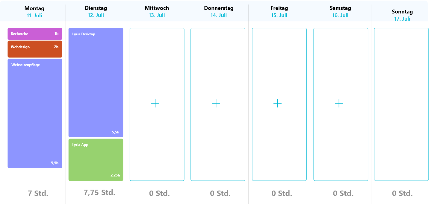 Lyria timesheet and time tracking screenshot